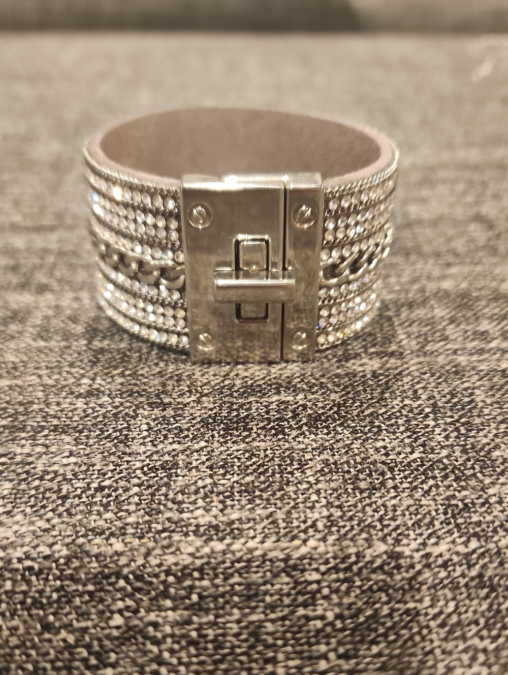 Silver Crystal Multi-Row Magnetic Bracelet